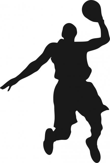 Basketball Player Shooting Silhouette Laser Cut Appliques (Size: 10"H, Direction: facing right)