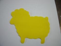 Easter Lamb Laser Cut Appliques (Size: 6"W, Color: Yellow , Direction: Facing right)