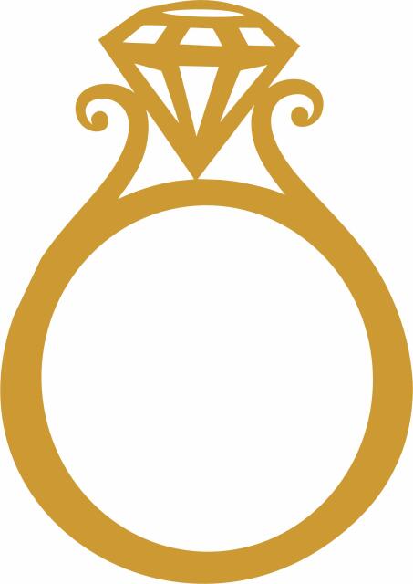 Engagement Ring Laser Cut Appliques (color: Gold, Size: with FUSIBLE - 8"H)