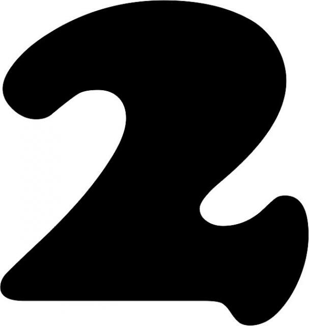 Number - "2" Laser Cut Appliques (Font Style: Cooper Black, Color: Red  , Size: 5"H)