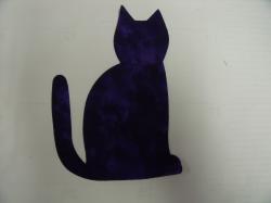 Halloween Cat Laser Cut Appliques (Size: with FUSIBLE - 6"H , Color: Tonal - Dark Purple , Direction: Facing left)