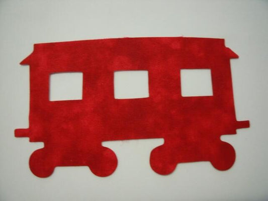 Christmas Train Passenger Car Laser Cut Appliques (Size: 4"H, Color: Tonal - Red)