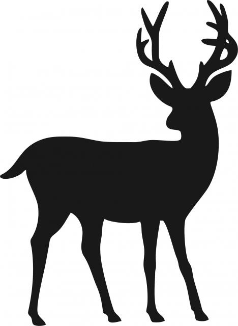 Deer Silhouette Laser Cut Appliques (Size: with FUSIBLE - 10"H, Direction: head turned left)