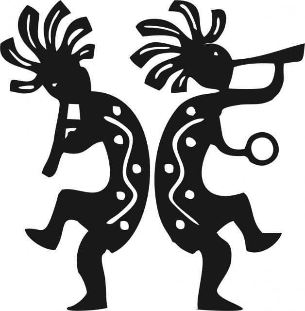 Kokopelli Silhouette Laser Cut Appliques (Size: with FUSIBLE - 8"H, Color: Black)
