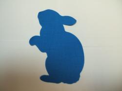 Easter Rabbit Laser Cut Appliques (Size: with FUSIBLE -  6"H, Color: Blue  , Direction: Facing left)