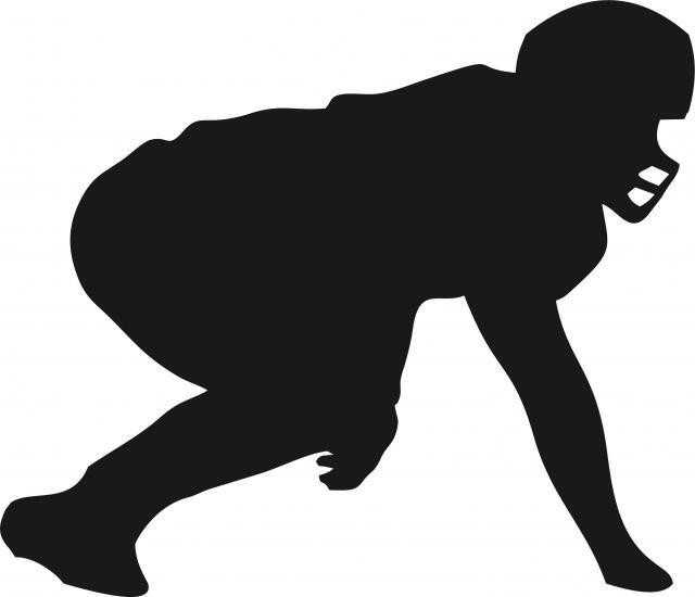 Football Lineman Silhouette Laser Cut Appliques (Size: 9"W, Direction: facing right)