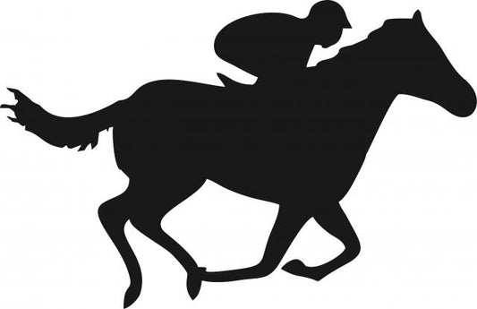 Horse with Jockey Silhouettes Laser Cut Appliques (Size: with FUSIBLE - 9"W, Direction: facing right)