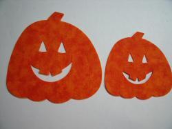 Halloween Jack O' Lantern Lg & Sm Set Laser Cut Appliques (Size: with FUSIBLE - Lge & Sm, Color: Orange Tonal)