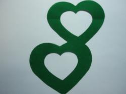Double Nested Heart Laser Cut Appliques (Size: with FUSIBLE - 5"H, Color: Green  )