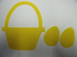 Easter Basket w/Eggs Laser Cut Appliques (Size: 6"H, Color: Yellow  )