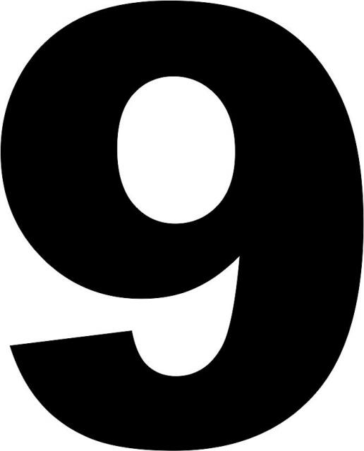 Number - "9" Laser Cut Appliques (Font Style: Arial Black, Color: Blue  , Size: 5"H)