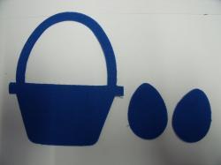 Easter Basket w/Eggs Laser Cut Appliques (Size: 6"H, Color: Blue  )