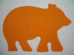 Bear Laser Cut Appliques  (Size: 4"W, Color: Orange  , Direction: Facing left)
