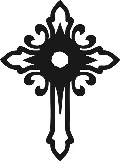 Cross #4 Silhouette Laser Cut Appliques (Size: 9"H, Color: Black)