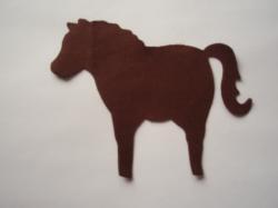 Horse Laser Cut Appliques (Size: with FUSIBLE - 5"H, Color: Brown , Direction: Facing right)