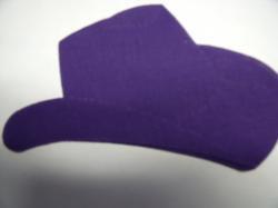 Cowboy Hat Laser Cut Appliques (Size: with FUSIBLE - 5"W, Color: Purple , Direction: Facing left)