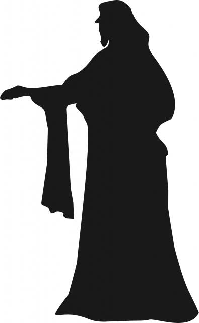 Jesus Silhouette Laser Cut Silhouettes (Size: with FUSIBLE - 9"H, Color: Black facing left)