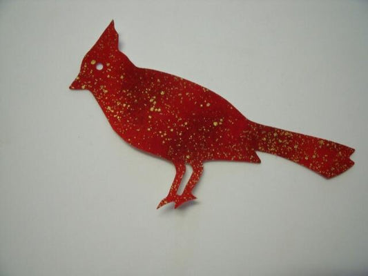 Christmas Cardinal  Laser Cut Appliques (Size: Cardinal r WITH Backing - 6"H, Color: Red w/Flecks, Direction: Facing right)