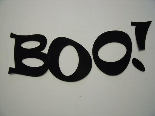 Halloween BOO!  Letters Ravie Design Laser Cut Appliques (Size: with FUSIBLE - 5"H , Color: Black )