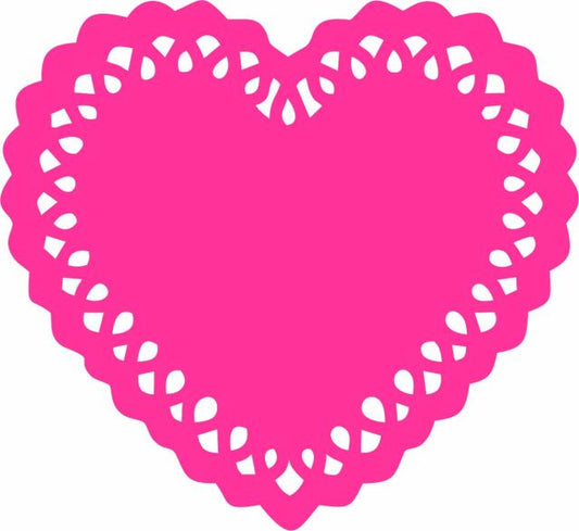 Lacey Heart Silhouette Laser Cut Appliques (Size: 9"W, Color: pink)