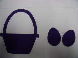 Easter Basket w/Eggs Laser Cut Appliques (Size: 4"H, Color: Purple  )