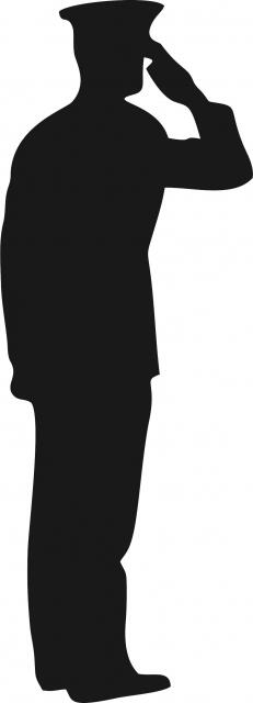 Soldier in Uniform Saluting Silhouette Laser Cut Appliques (Size: with FUSIBLE - 9"H, Direction: facing right)