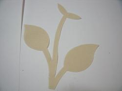 Flower Stem w/Leaf Small Laser Cut Appliques (Size: with FUSIBLE - 4.5"H, Color: Tan/Beige )