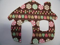 Gingerbread House Die Cut Appliques 8"H (Size: With FUSIBLE- 9" , Color: Print - Candy)