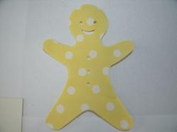 Christmas Gingerbread Man Laser Cut Appliques (Size: 5"H, Color: Polka Dot - Yellow )