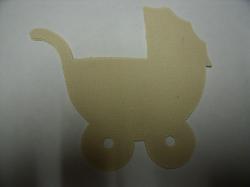 Baby Carriage Laser Cut Appliques (Size: 5"W, Color: Tan/Beige , Direction: Facing left)