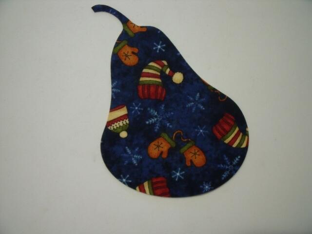 Christmas Pear Laser Cut Appliques (Size: 4"H, Color: Blue Hats & Mittens)