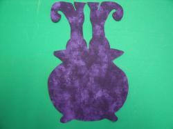 Cauldron with Witch's Boots Laser Cut Appliques (Size: with FUSIBLE - 8"H, Color: Tonal - Purple)