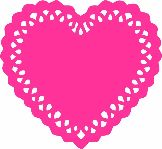 Lacey Heart Silhouette Laser Cut Appliques (Size: with FUSIBLE - 8"W, Color: pink)