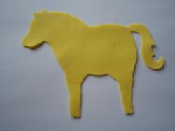 Horse Laser Cut Appliques (Size: with FUSIBLE - 5"H, Color: Yellow  , Direction: Facing right)