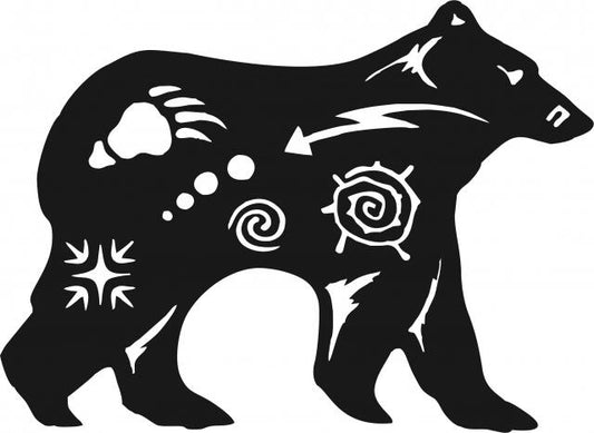 Bear Symbol Silhouette Laser Cut Appliques (Size: 10"W, Color: Black facing right)