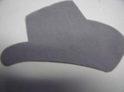 Cowboy Hat Laser Cut Appliques (Size: 4"W, Color: Gray  , Direction: Facing left)