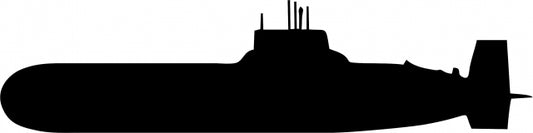 Submarine Silhouette Laser Cut Appliques (Size: with FUSIBLE - 9"W, Direction: facing left)