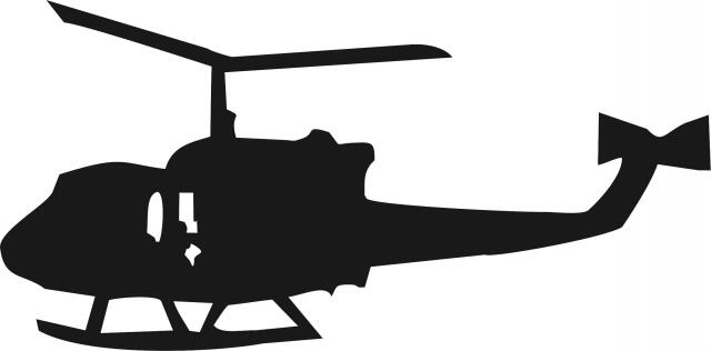 Helicopter #1 Silhouette Laser Cut Appliques (Size: with FUSIBLE - 7"W, Direction: facing left)