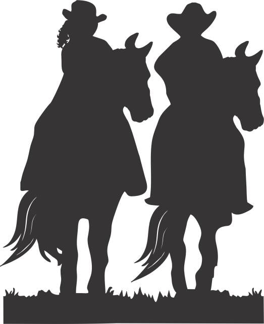 Western Couple #2 Silhouette Laser Cut Appliques (Direction: Facing  Right , Price: with FUSIBLE - 9"H)