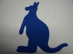 Kangaroo Laser Cut Appliques (Size: with FUSIBLE - 6"H, Color: Blue , Direction: Facing left)