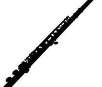 Flute Silhouette Die Cut Appliques (Size: with FUSIBLE - 9"W, Color: Black)