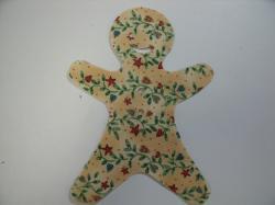 Christmas Gingerbread Man Laser Cut Appliques (Size: with FUSIBLE - 4"H, Color: Gold Vines, Hearts & Stars)