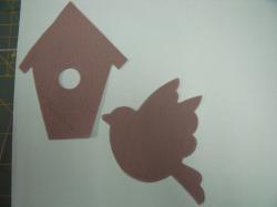 Bird with Birdhouse Set Laser Cut Applique  (Size: 6"H, Color: Gray )
