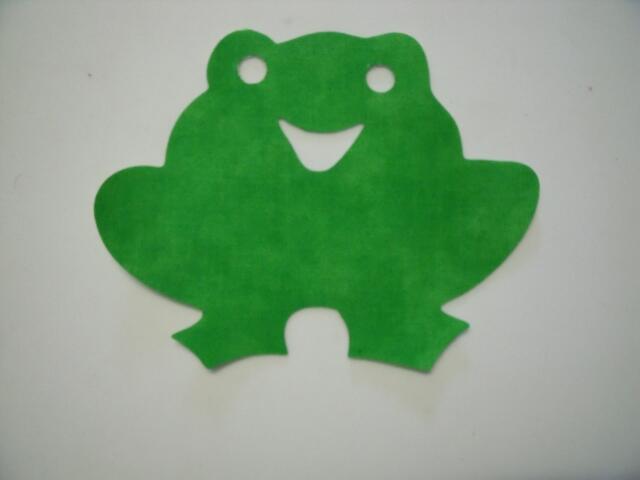 Frog 'Happy' Laser Cut Appliques (Size: 4"W, Color: Tonal - Green)
