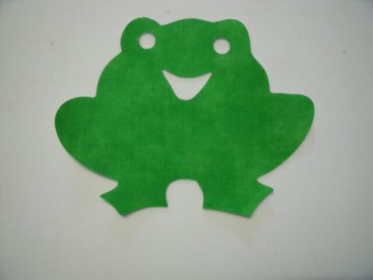 Frog 'Happy' Laser Cut Appliques (Size: 4"W, Color: Tonal - Green)