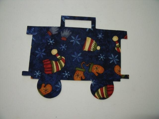 Christmas Train Caboose Laser Cut Appliques (Size: 5"H, Color: Blue Hats & Mittens)