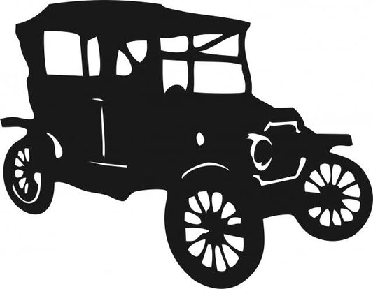 Antique Vintage 1910's Sedan Silhouette Laser Cut Appliques (Size: with FUSIBLE - 9"W, Direction: facing right)