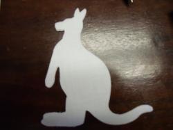 Kangaroo Laser Cut Appliques (Size: with FUSIBLE - 4"H, Color: White , Direction: Facing right)