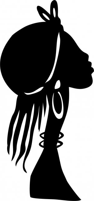 African Woman - Farai Silhouette Laser  Cut Appliques (Size: with FUSIBLE - 8"H, Direction: facing right)