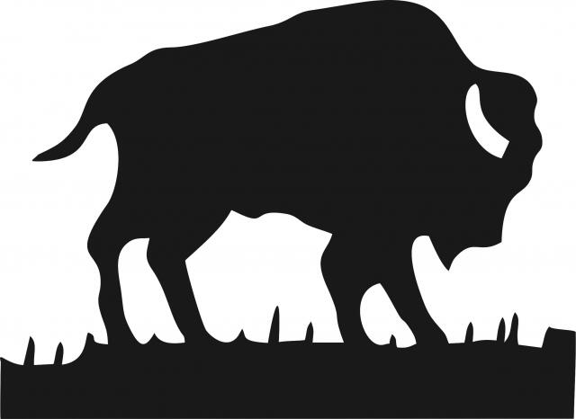 Bison w/Grass Silhouette Laser Cut Appliques (Size: 8"W, Direction: facing right)